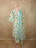 Soft Ivory Floral Printed Design Cotton Straight Cut Salwar Suit with Dupatta