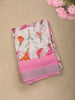 Soft Ivory Floral Printed Design Linen Cotton Casual Wear Saree