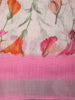 Soft Ivory Floral Printed Design Linen Cotton Casual Wear Saree