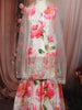 Soft Ivory Floral Printed and Sequins Embroidered Design Satin Kids Sharara Suit with Dupatta