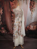 Soft Ivory Floral Printed and Zari Embroidered Design Georgette Palazzo Suit with Dupatta