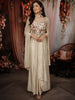 Soft Ivory Floral Sequins Embroidered Design Satin Skirt and Top with Choker Dupatta