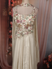 Soft Ivory Floral Sequins Embroidered Design Satin Skirt and Top with Choker Dupatta