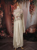 Soft Ivory Floral Sequins Embroidered Design Satin Skirt and Top with Choker Dupatta