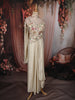 Soft Ivory Floral Sequins Embroidered Design Satin Skirt and Top with Choker Dupatta