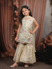 Soft Ivory Floral Sequins Embroidered Design Tissue Kids Sharara Suit with Dupatta