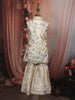 Soft Ivory Floral Sequins Embroidered Design Tissue Kids Sharara Suit with Dupatta