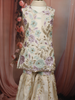 Soft Ivory Floral Sequins Embroidered Design Tissue Kids Sharara Suit with Dupatta