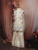 Soft Ivory Floral Sequins Embroidered Design Tissue Kids Sharara Suit with Dupatta