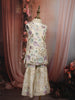 Soft Ivory Floral Sequins Embroidered Design Tissue Kids Sharara Suit with Dupatta