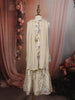 Soft Ivory Floral Sequins Embroidered Design Tissue Kids Sharara Suit with Dupatta
