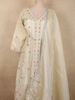 Soft Ivory Floral Sequins and Beads Embroidered Design Organza Lehenga With Dupatta