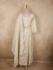 Soft Ivory Floral Sequins and Beads Embroidered Design Organza Lehenga With Dupatta
