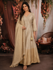Soft Ivory Floral Sequins and Kartana Embroidered Design Tissue Silk Anarkali Gown with Dupatta