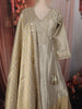 Soft Ivory Floral Sequins and Kartana Embroidered Design Tissue Silk Anarkali Gown with Dupatta