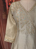Soft Ivory Floral Sequins and Kartana Embroidered Design Tissue Silk Anarkali Gown with Dupatta