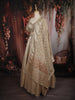 Soft Ivory Floral Sequins and Mirror Embroidered Design Tissue Silk Lehenga With Dupatta