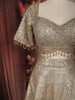 Soft Ivory Floral Sequins and Mirror Embroidered Design Tissue Silk Lehenga With Dupatta