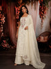 Soft Ivory Floral Sequins and Thread Embroidered Design Georgette Unstitched Salwar Material