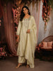 Soft Ivory Floral Sequins and Zari Embroidered Design Silk Salwar Suit with Dupatta
