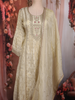 Soft Ivory Floral Sequins and Zari Embroidered Design Silk Salwar Suit with Dupatta