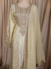 Soft Ivory Floral Sequins and Zari Embroidered Design Tissue Organza Salwar Suit With Dupatta