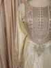 Soft Ivory Floral Sequins and Zari Embroidered Design Tissue Organza Salwar Suit With Dupatta