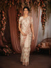 Soft Ivory Floral Thread Embroidered Design Chiffon Fancy Saree