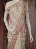Soft Ivory Floral Thread Embroidered Design Chiffon Fancy Saree