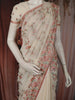 Soft Ivory Floral Thread Embroidered Design Chiffon Fancy Saree