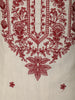Soft Ivory Floral Thread Embroidered Design Cotton Straight Cut Salwar Suit with Contrast Dupatta