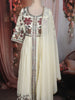 Soft Ivory Floral Thread Embroidered Design Georgette Palazzo Suit with Dupatta