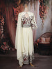Soft Ivory Floral Thread Embroidered Design Georgette Palazzo Suit with Dupatta