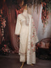Soft Ivory Floral Thread Embroidered Design Georgette Salwar Suit with Dupatta