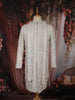 Soft Ivory Floral Thread Embroidered and Stone Embellished Design Silk Sherwani Suit with Duatta