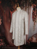 Soft Ivory Floral Thread Embroidered and Stone Embellished Design Silk Sherwani Suit with Duatta