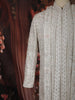 Soft Ivory Floral Thread Embroidered and Stone Embellished Design Silk Sherwani Suit with Duatta