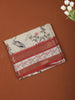 Soft Ivory Floral Vine Printed Design Chiffon Saree with Contrast Zari Border