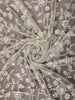 Soft Ivory Floral Vine Sequins Embroidered Design Net Party Wear Saree with Designer Border