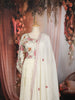 Soft Ivory Floral Vine Sequins and Zari Embroidered Design Georgette Long Anarkali Gown with Matching Dupatta