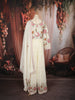 Soft Ivory Floral Vine Sequins and Zari Embroidered Design Georgette Long Anarkali Gown with Matching Dupatta
