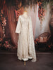 Soft Ivory Floral Vine Sequins and Zari Embroidered Design Georgette Mastani Gown with Matching Dupatta