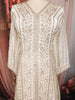 Soft Ivory Floral Vine Sequins and Zari Embroidered Design Georgette Mastani Gown with Matching Dupatta