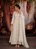Soft Ivory Floral Vine Sequins and Zari Embroidered Design Georgette Mastani Gown with Matching Dupatta