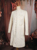 Soft Ivory Floral Vine Thread Embroidered Design Jacquard Sherwani Suit