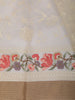 Soft Ivory Floral Vine Thread Embroidered Design Pure Tussar Saree with Floral Thread Work Border
