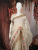 Soft Ivory Floral Vine Thread Embroidered Design Pure Tussar Saree with Floral Thread Work Border