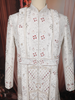 Soft Ivory Floral Vine Thread and Beads Embroidered Design Jacquard Indo Western Men's Sherwani Suit
