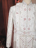 Soft Ivory Floral Vine Thread and Beads Embroidered Design Jacquard Indo Western Men's Sherwani Suit