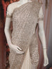 Soft Ivory Floral Vine Zari Embroidered Design Georgette Fancy Saree with Scalloped Border